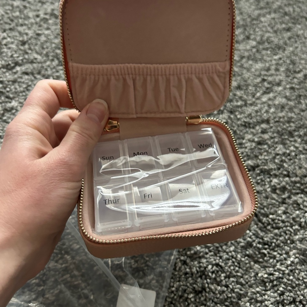 Elegant Pink Travel Pill Organizer